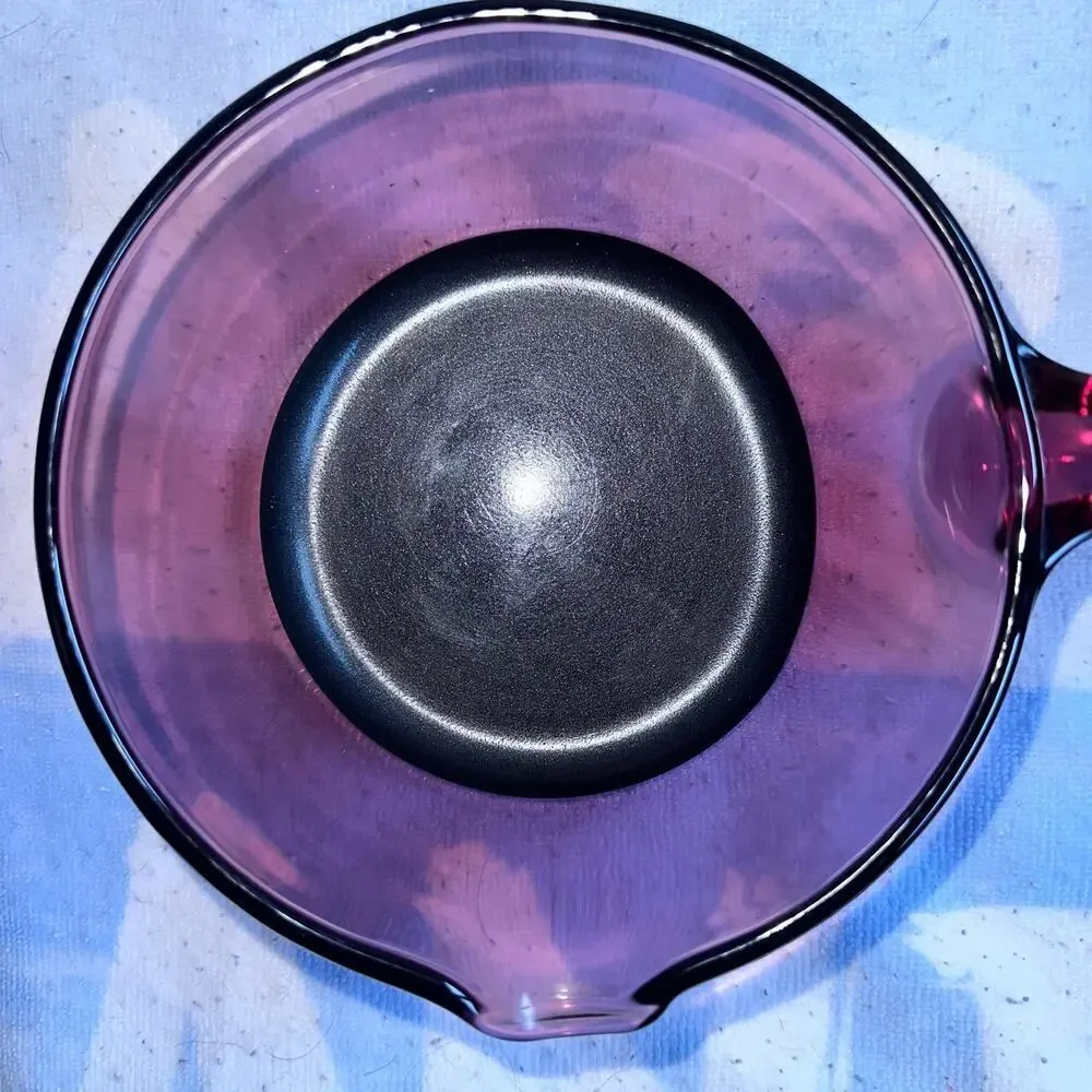 Vintage Cranberry Vision Corning Non Stick Bottom Sauce Pan 1L Pyrex Lid USA